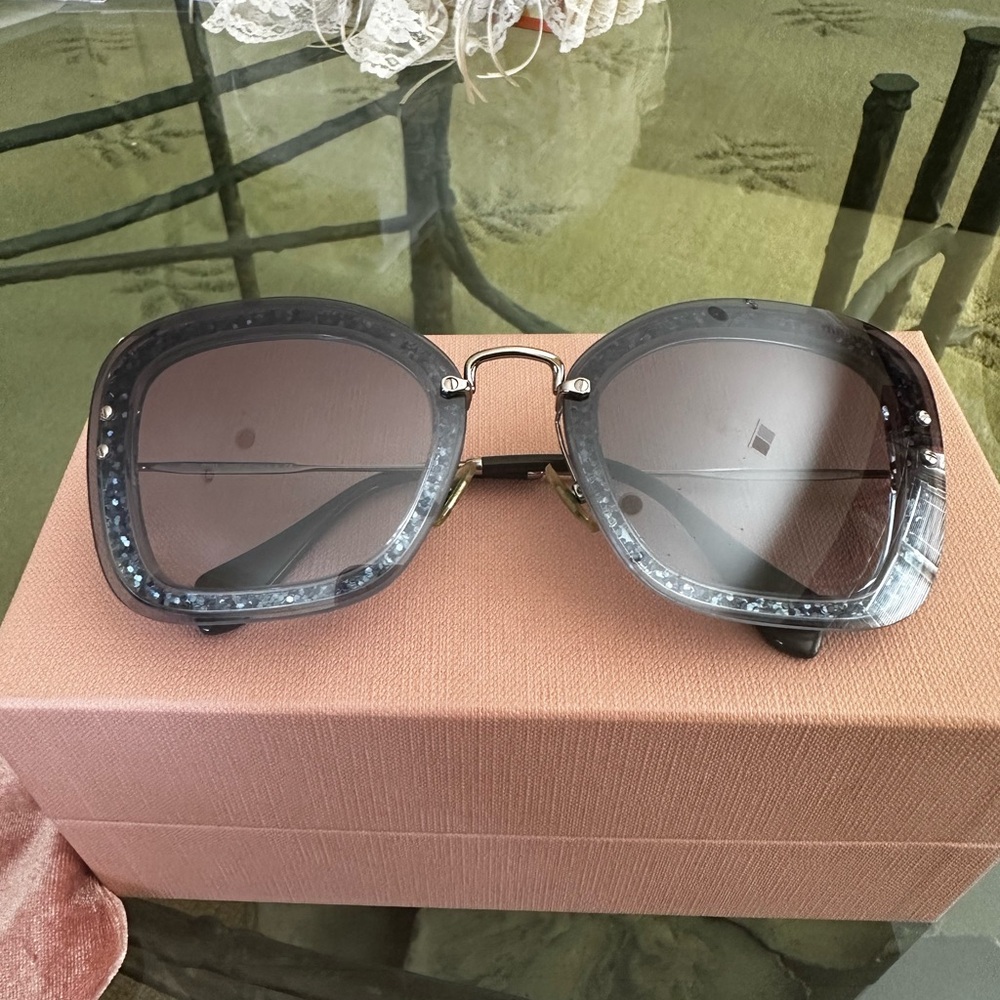 Miu Miu Glitter Sunglasses (Blue)